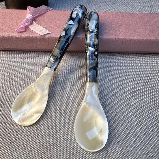Ложка для мороженого с акриловой ручкой Элегантная чайная ложка из натуральной морской раковины
