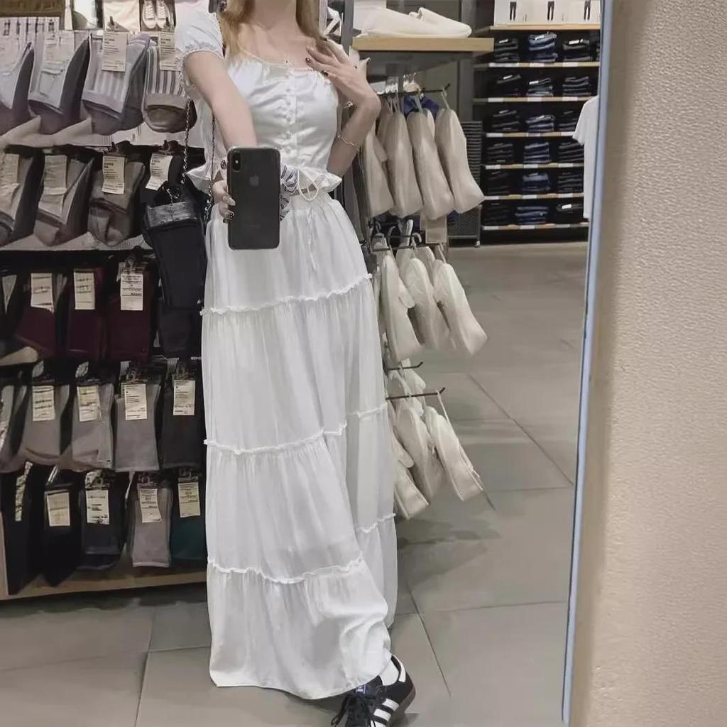 Юбка А-силуэта с высокой талией в французском стиле для женщин - Элегантная весенняя юбка миди с оборками