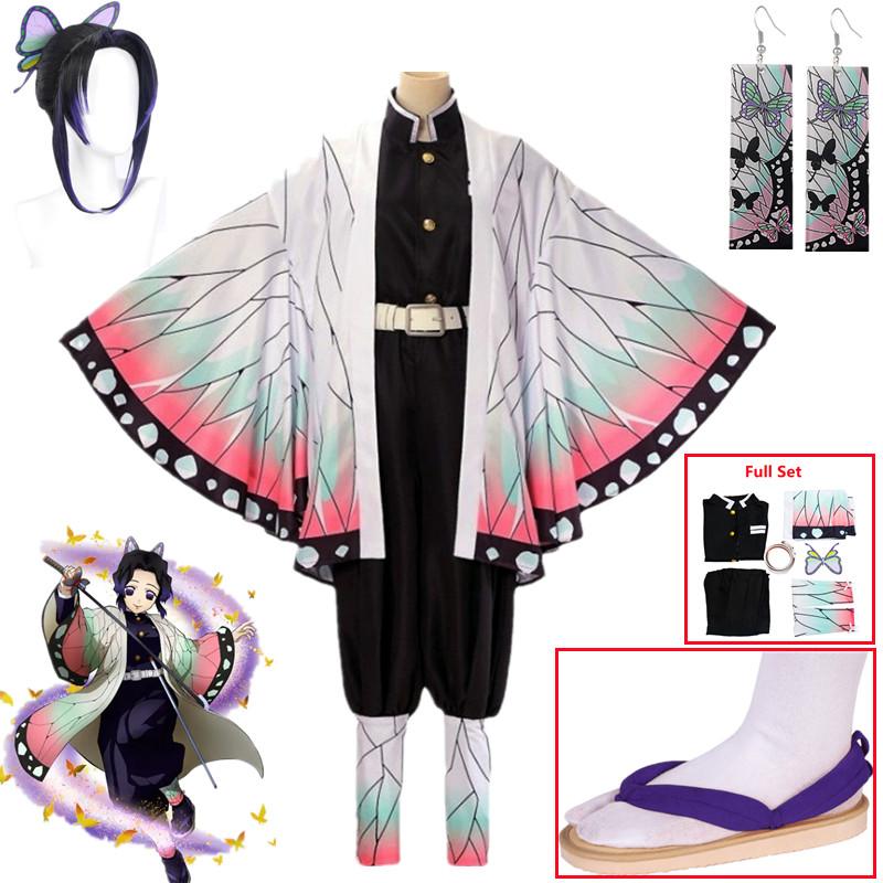 Anime Demon Slayers Shinobu Kochou Cosplay Costume Kimono Cloak Kimetsu No Yaiba Kisatsut Uniform Halloween Christmas Clothes