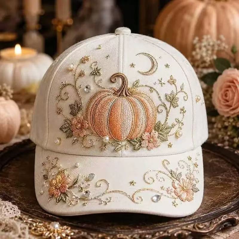 New Dark Pumpkin Big Brim Ghost 3D Printed Hat Vintage Gothic Halloween Baseball Cap