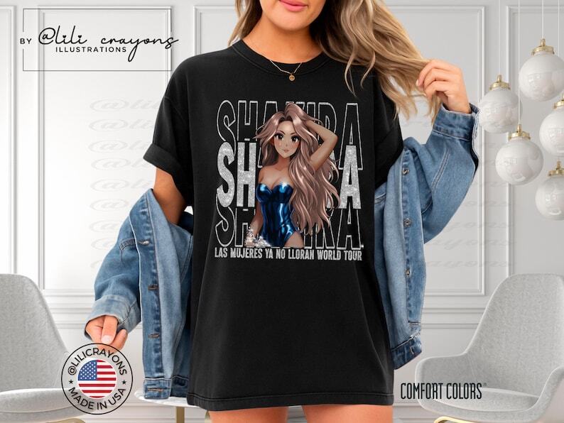 Футболка Shakira 'Las Mujeres Ya No Lloran World Tour' Футболка для фанатов Shakira Shakira Концерт Sh
