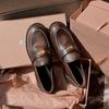 Vintage Thick Heeled Leather Shoes Loafer