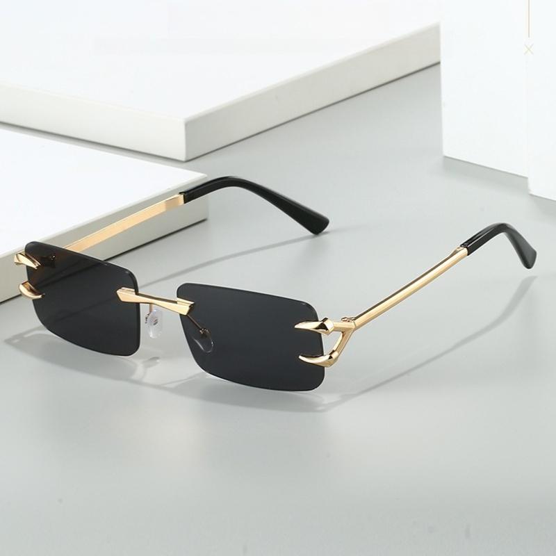 New Frameless Sunglasses Fashionable and Simple Square Frameless Ocean Colored Sunglasses