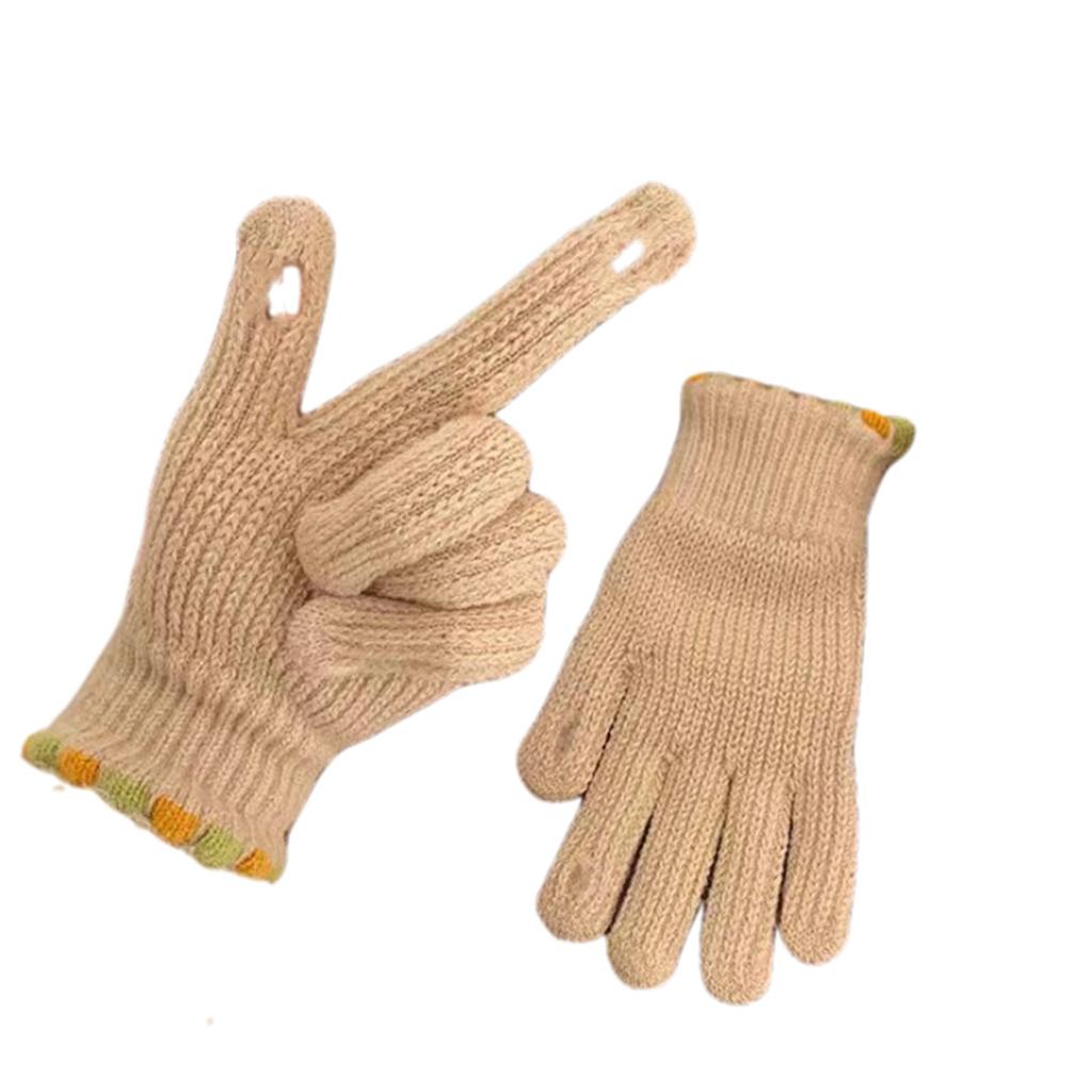 Knitted Five Finger Gloves with Loop Design and Ribbed Cuffs for Everyday Use and Comfortable Hand Protection