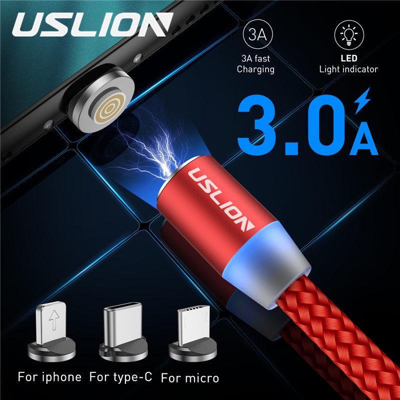 Магнитный кабель 1 м, 3 А, кабель для быстрой магнитной зарядки, микро-usb типа c для iPhone, быстрая зарядка 3,0 USB