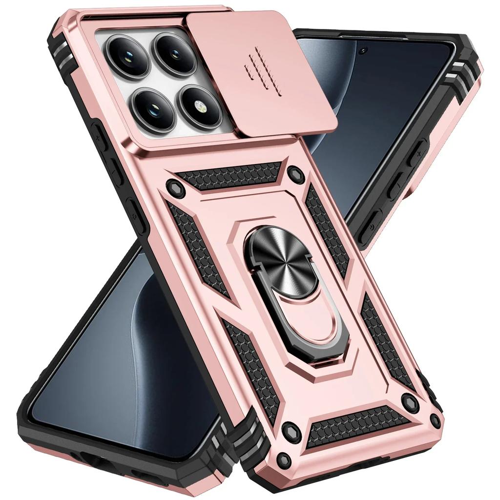 For Xiaomi Redmi Note 14 Pro 4G 5G Case Car Magnetic Ring Stand Slide Camera Lens Armor Shockproof Cover For Note 14 4G 5G Funda