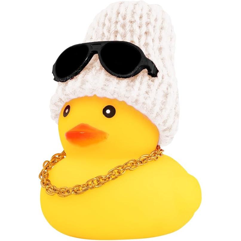 wonuu Rubber Duck Car Ornaments Yellow Duck Car Dashboard Decorations with Propeller Helmet for Christmas Decor and Home Decorations for Adults