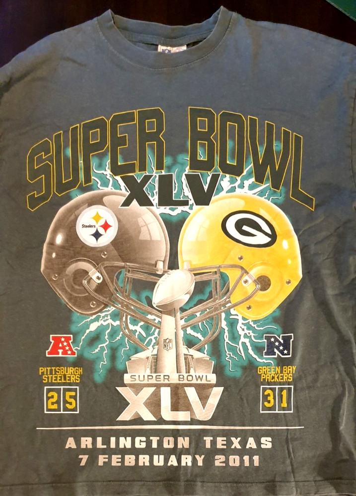NFL SUPER BOWL XLV 2011 Packers vs Steelers NFL Authentic Graphic TShirt Size M Unisex T-Shirt