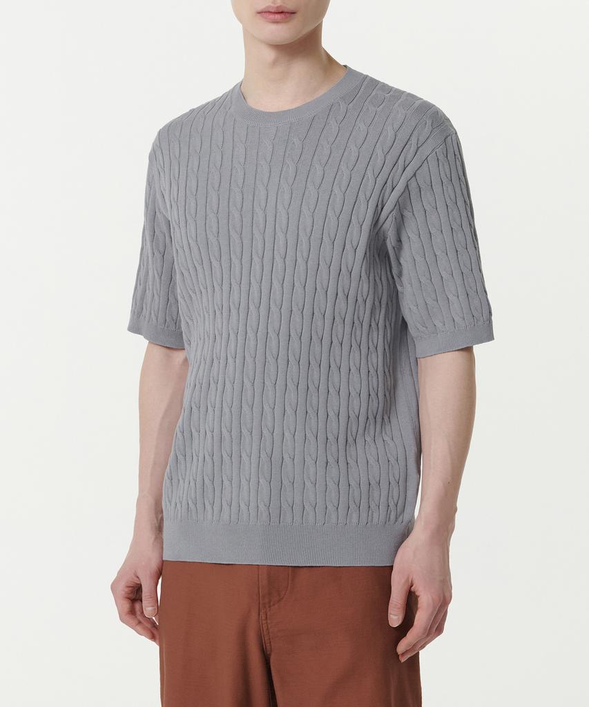MUSINSA STANDARD Cable Crew Neck Short Sleeve Knit [Gray]