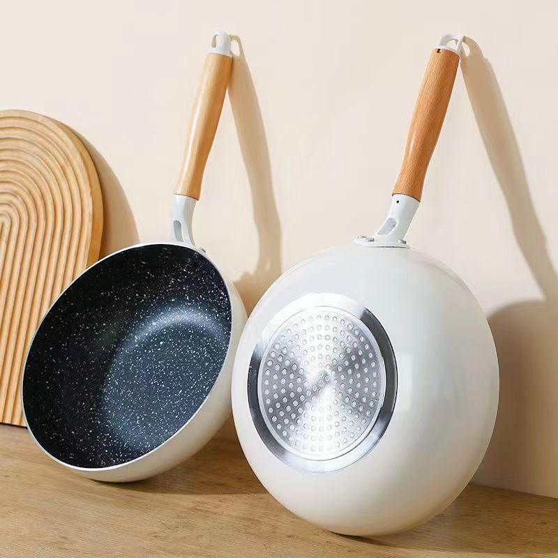 Сковорода Wok с антипригарным покрытием, глубокая сковорода для яиц и стейков 28 см, домашняя индукционная плита, газовая плита, кастрюля, кухонная утварь