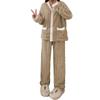 HuuMeNEIDOO Fluffy Pajamas Long Top and Warm Loungewear for Fall and Winter Women's Set, V-Neck, Open-Front, Sleeves, Color-Changing Pants, Travel,