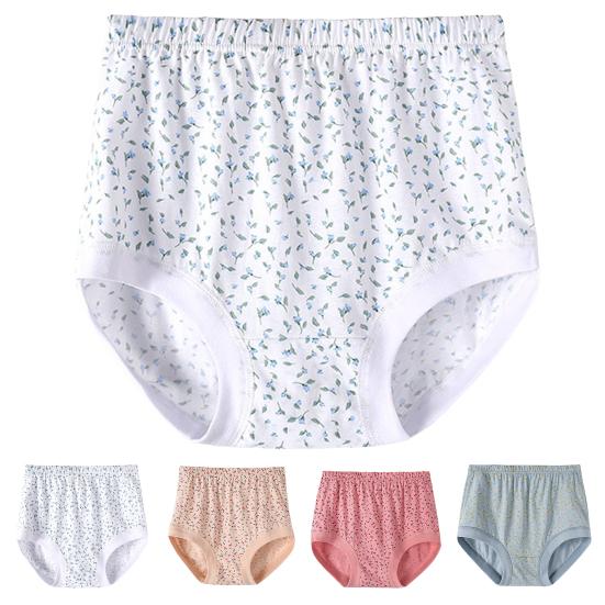 Seniors Women Cotton Underwear Soft Full Coverage Panties Plus Size Moisture-Absorbing Briefs for Medium Elderly Ladies