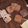 Wood Grain Jewelry Organizer Box - Portable, Multi-functional, Dustproof, Small Square with Zipper