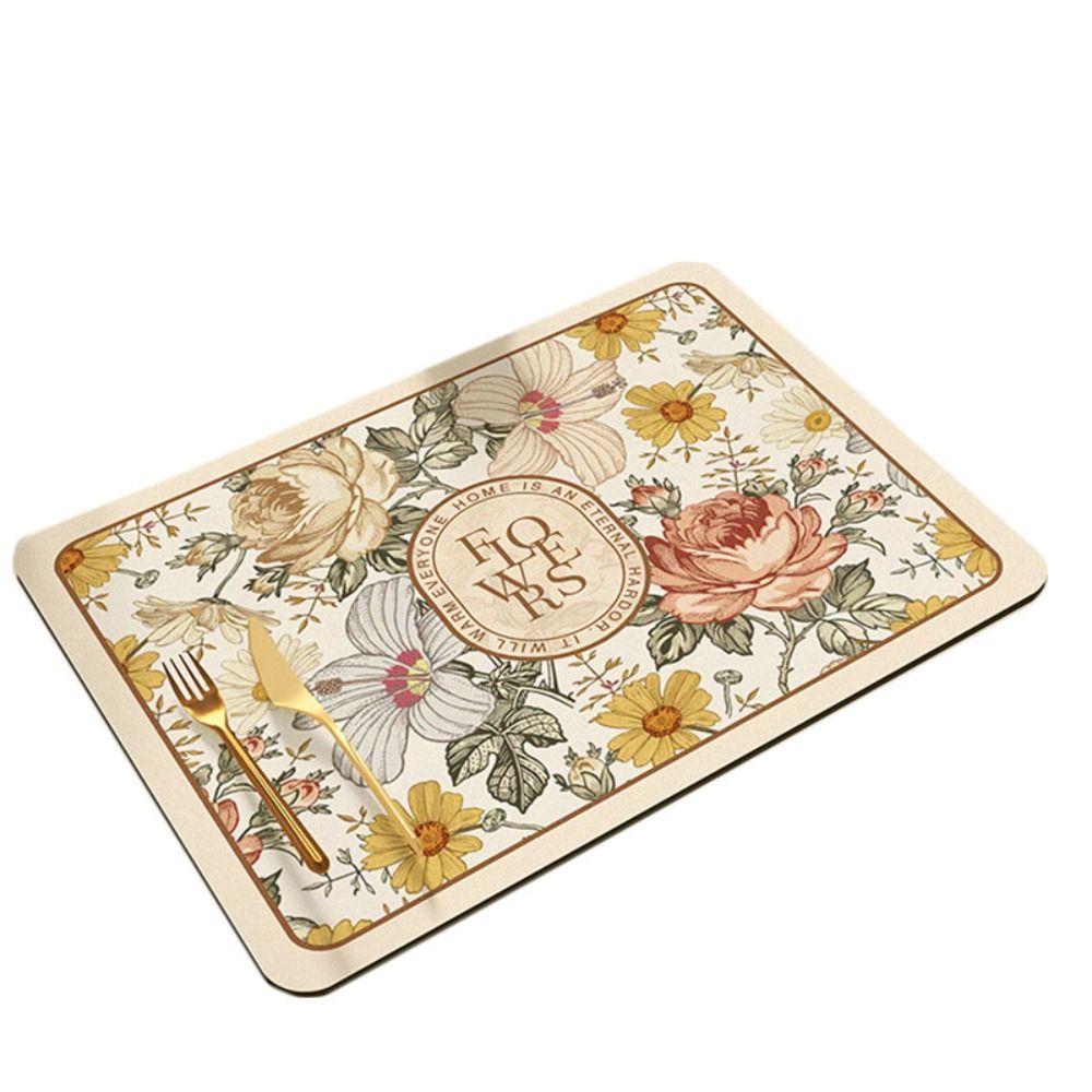 Коврик для сушки с цветочным принтом, нескользящий коврик для сушки посуды, коврик для сушки посуды, кухонный