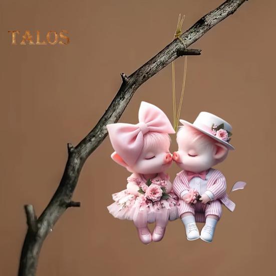 Подвеска в виде мультяшной свиньи, подвесное украшение с тесьмой, легко подвешивается, рождественские подвесные украшения, акриловые украшения