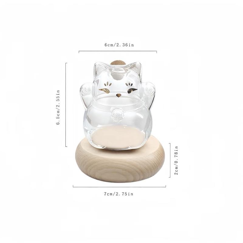 Transparent Cat Fur Keepsake Display, Glass Fortune Cat Bottle With Base, Mini Pet Memorial Storage Jar