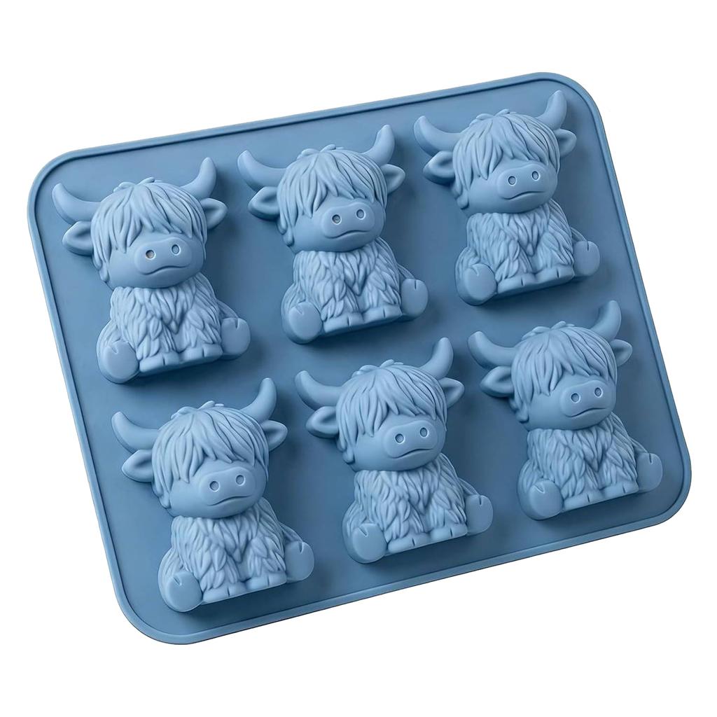 Silicone Mini Highland Cow Ice Cube Mould Soft Elasticity 3D Highland Cow Ice Cube Tray for Handmade Wax Soap Craft Home Decor