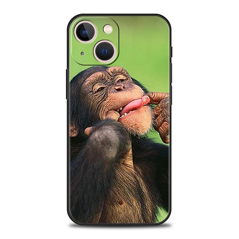 Чехол для телефона iPhone 17 16e 15 14 13 12 11 Pro Max SE 7 8 Plus Оболочка iPhone 16 Мягкий ТПУ Чехол Милая Забавная Обезьяна