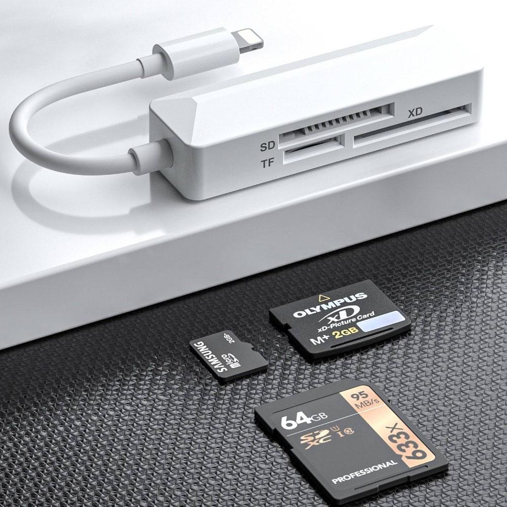 3-in-1 OTG Card Reader Lightting Type-C Two Versions Supports XD SD TF U Disk Mouse Camera Photo Transfer for ioS Android Laptop