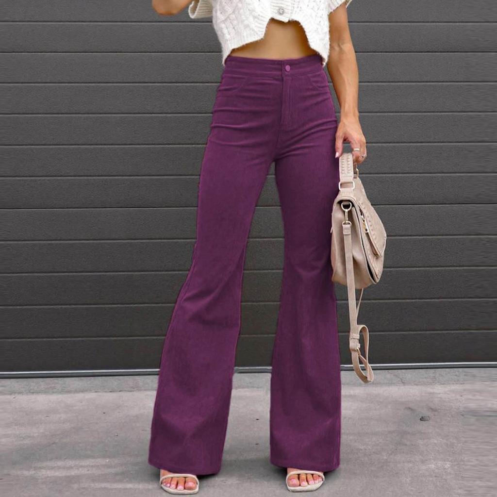 Women's High Waist Casual Pants Solid Color  Loose Straight Leg Trousers Women