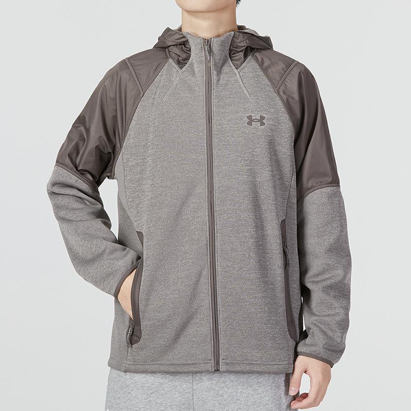 Under Armour Essential Swaket Colorblock Logo Patch Спортивная повседневная теплая куртка с капюшоном Мужская верхняя одежда Серый 1357475-176