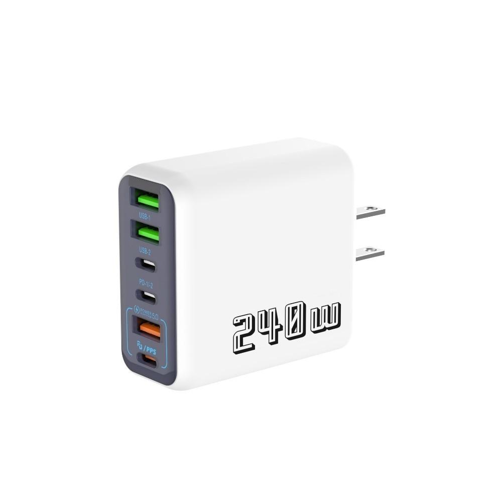 Зарядное устройство 6 портов 240 В Штекер USB A+C Быстрая зарядка Адаптер для зарядки телефона EU/US/UK PD QC3.0 для Huawei/Xiaomi/Samsung