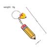 Creative Cartoon Pencil Keychains Wooden Colorful Pencil Heart-shaped Tag Keychains Present for Students Teachers