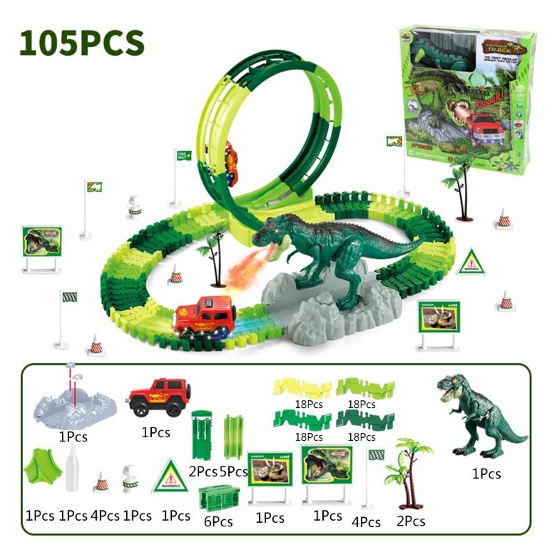 Разобрать Игровые наборы Гоночной трассы Динозавров Сделай сам Строительный блок Интерактивная Обучающая игрушка Набор для сборки трассы 6 вариантов моделей
