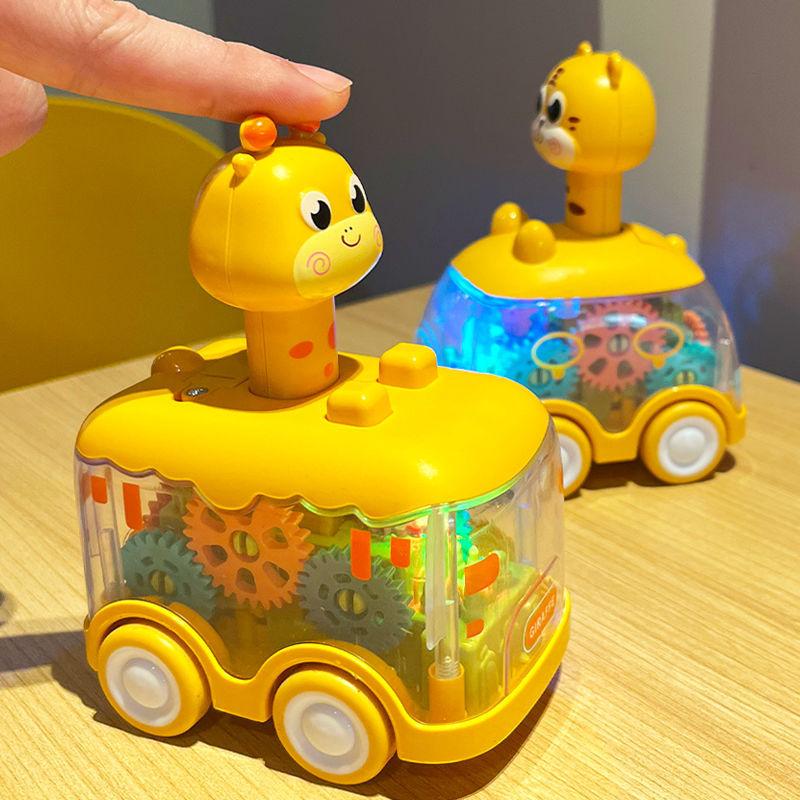 Baby Animal Car Toys Toddler Press and Go Toy Cars Light Up Inertia Gear Car Children Educational Toys for 1-3Y Boys Girls Gift