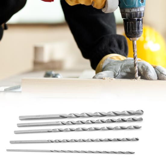 5Pcs Twist Drill Bit Lengthened Fast Chips Removal Round Shank Professional Drilling Bit Group for Tapping
