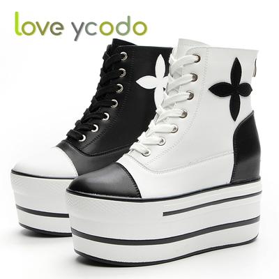 Женские повседневные кожаные ботильоны, очень толстая толстая подошва 8 см, простая удобная студенческая обувь на весну и осень