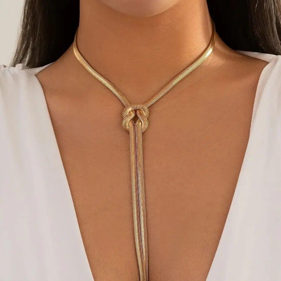 Готический Сексуальный Регулируемый Скрученный Массивный Змей Длинная Цепь Ожерелье для Женщин Винтажное Узловая Ссылка Гранж Грудь Y2K Украшение Подарок Новый