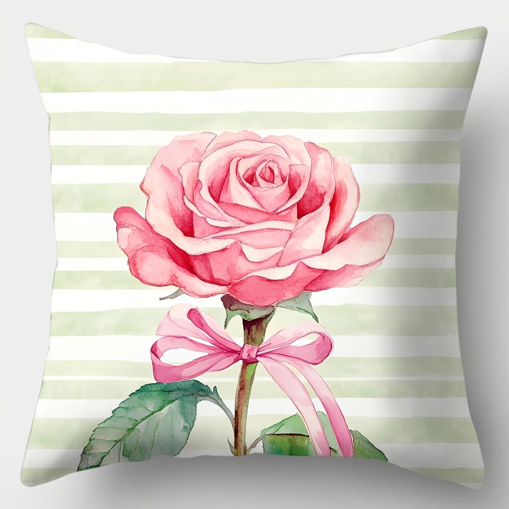 4Pcs/Set, Mother'S Day Pillowcase, Rose Elf Pillowcase, 45X45Cm Single-Sided Print, Mother'S Day Decoration, Sofa Waist