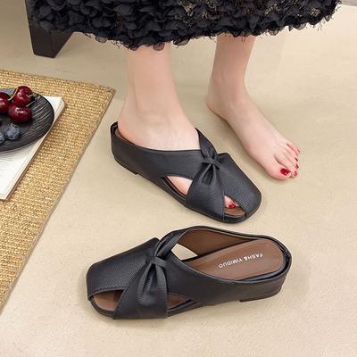 Баотоу полутапочки женские уличные 2025 лето новые корейская версия плоские крутые тапочки ленивая мода мюли женские