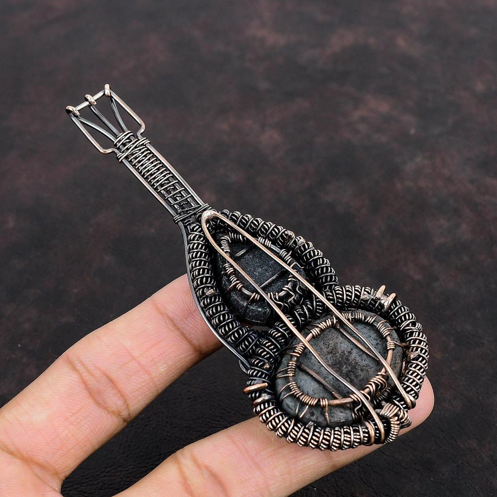 Кулон Дерево Жизни из раковины абалона, обернутый медной проволокой, кулон с драгоценным камнем, кулон ручной работы, украшения, обернутые медной проволокой, кулон в виде гитары для подарка