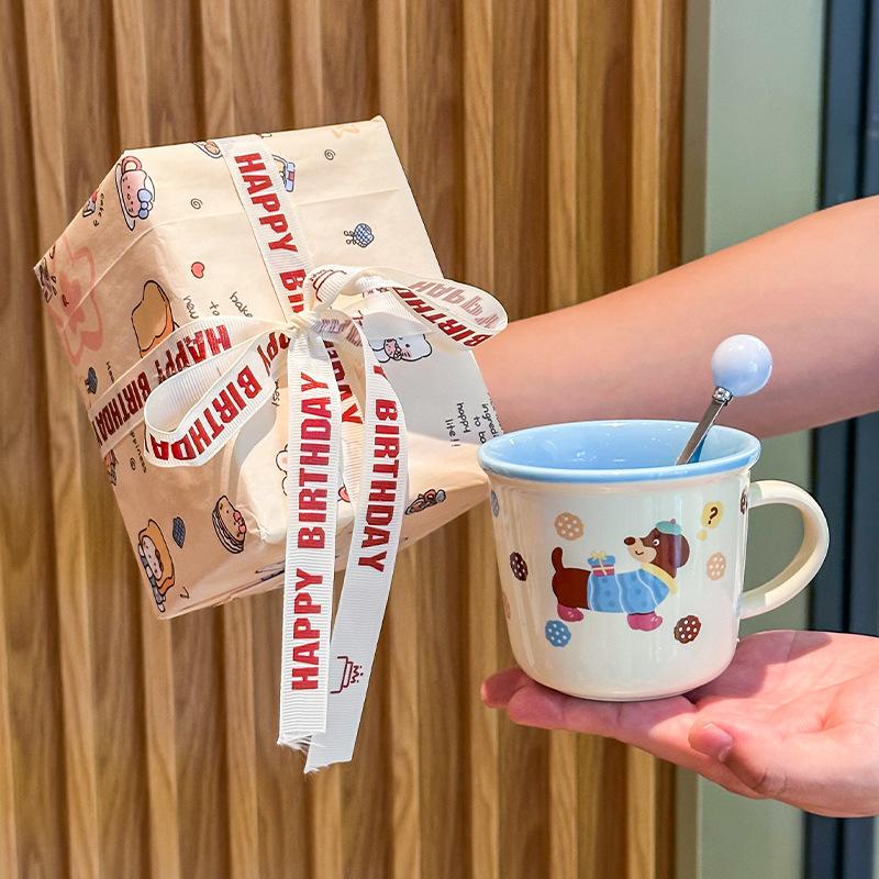 Birthday Gift, Practical Ceramic Mug for Girls, Cute Dachshund Dog Cup for Girlfriends, Children's Souvenir Gift Box.