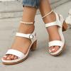 Fashion Ankle Strap Chunky Heel Sandals for Women Summer 2025 Lightweight Casual Beach Shoes Woman Plus Size Fashion High Heels Sandals
