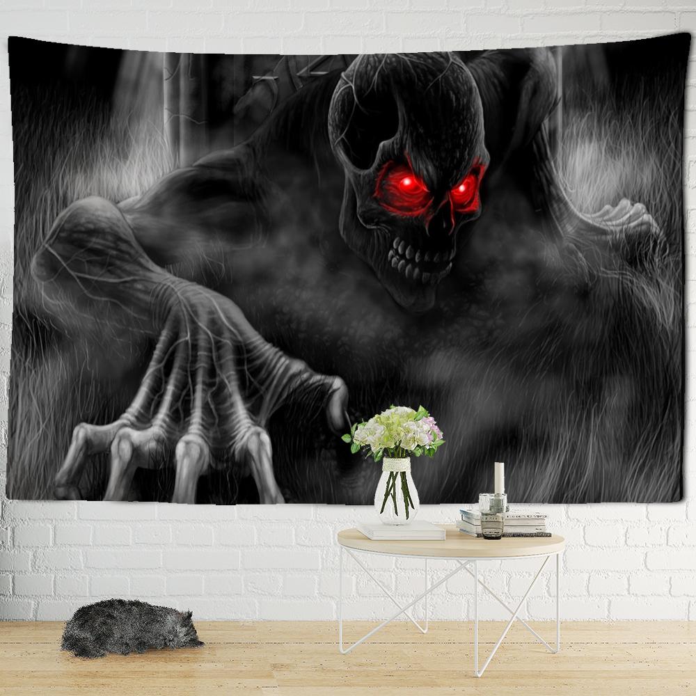 Красноглазый череп гобелен настенный ужас психоделический колдовство абстрактный общежитие декор для гостиной