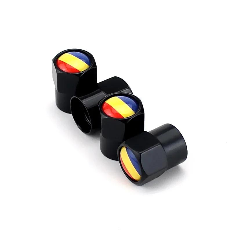 4PCS Romania Flag Car Wheel Tire Valve Caps Tyre Stem Covers for Honda Toyota BMW Nissan Volkswagen KIA Ford Hyundai Subaru