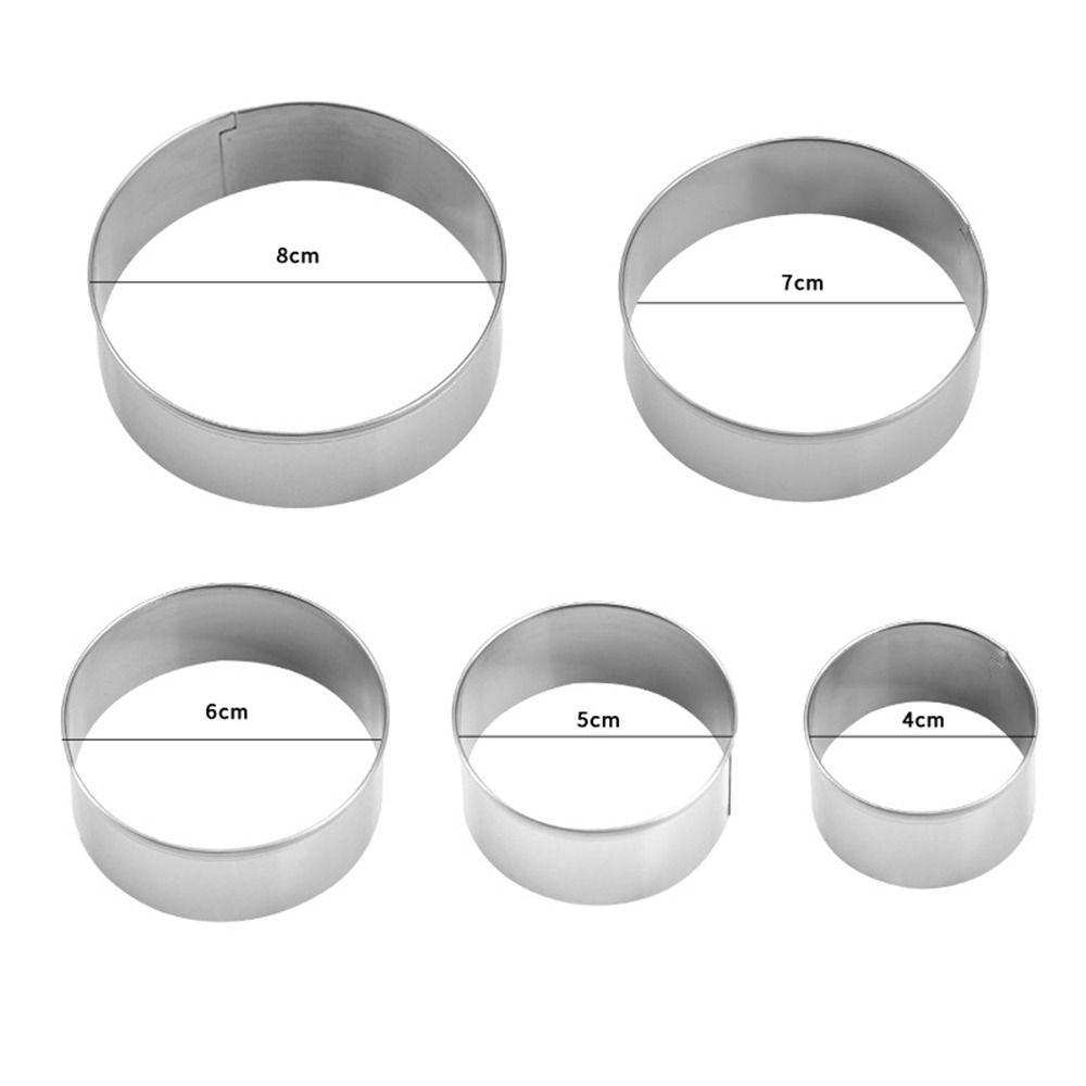 5Pcs/Set Durable Stainless Steel Cake Ring Mold Round Circle DIY Cake Gum Paste Mould 4/5/6/7/8cm Cookie Mousse Cuttur