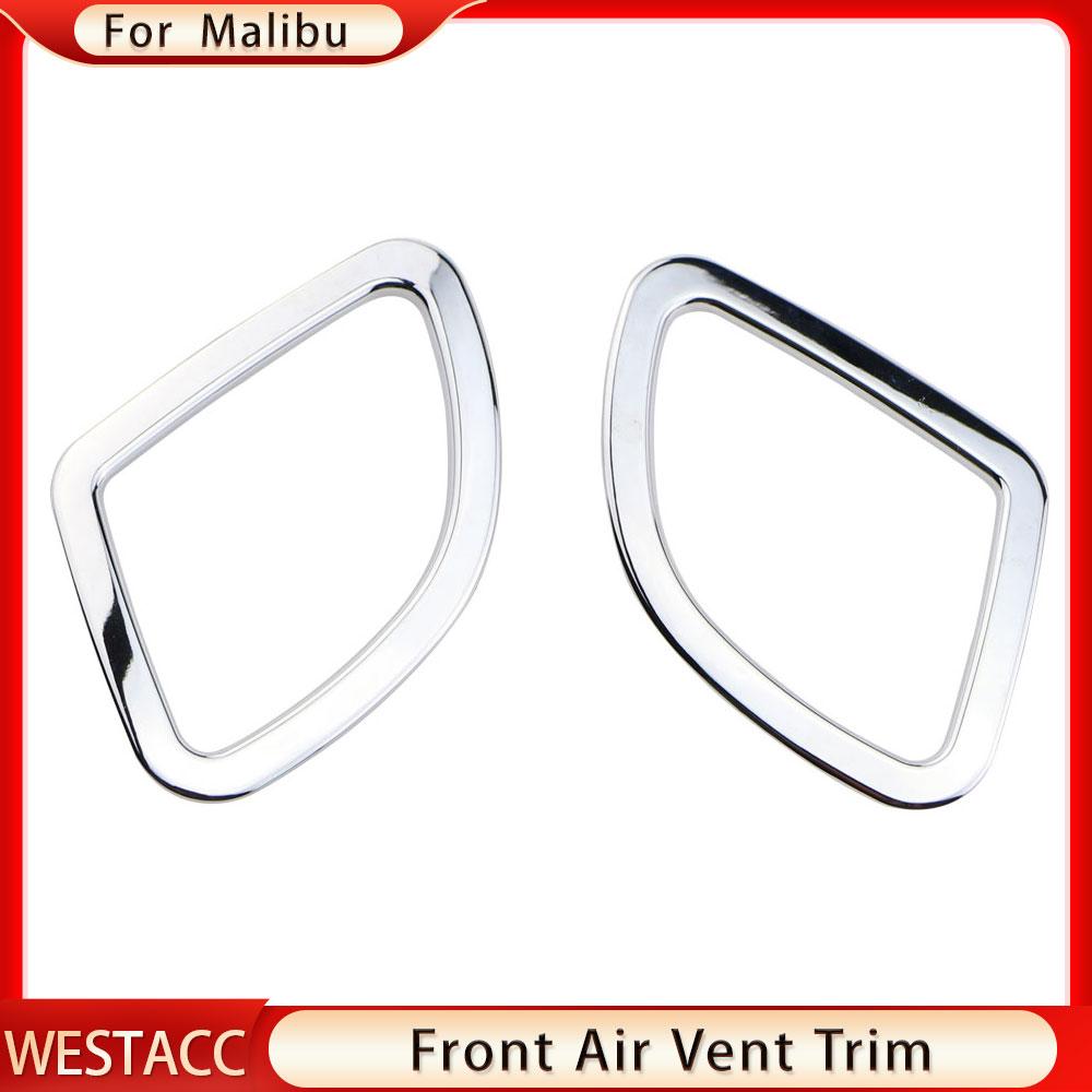 2 шт./компл. ABS хромированная передняя наклейка для автомобиля с кондиционером, вентиляционная розетка переменного тока для Chevrolet Chevy Malibu 2012 2013 2014 2015