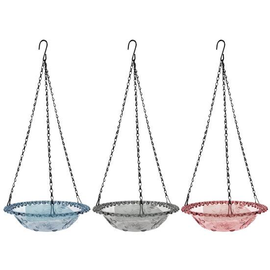 Heavy-Duty Outdoor Bird Bath Water Feeder with Rust-Proof Black Chains Hanging Bird Bath Hummingbird Feeder