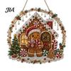 Decorative Acrylic Craft Christmas Faux Diamond Art Suncatcher, 2D Flat Window Hanging Ornament, Seasonal Home Accents Beaded Pattern Holiday