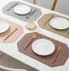 Inyahome PU Table Place Mats Octagon Set Of 1/4/6/10 for Dining Table Oil-Proof Waterproof Hotel Home Heat Insulation Table Mats