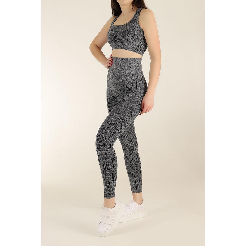 Меланжевый спортивный бюстгальтер и колготки