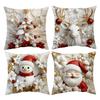 Christmas Pillowcase Santa Claus Cartoon Soft Print Home Holiday Decoration Pillowcase