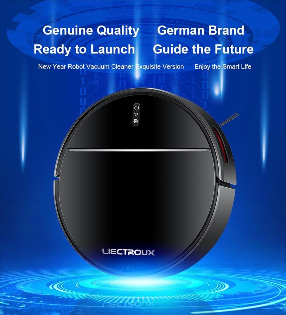 LIECTROUX M7S Pro Robot Vacuum Cleaner, 2D Map Navigation, 4400mAh Battery, Run 110mins, Dry and Wet Mopping - Black