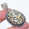 Dalmation Jasper Gemstone 925 Sterling Silver Jewelry Pendant 2.01" SU-10691