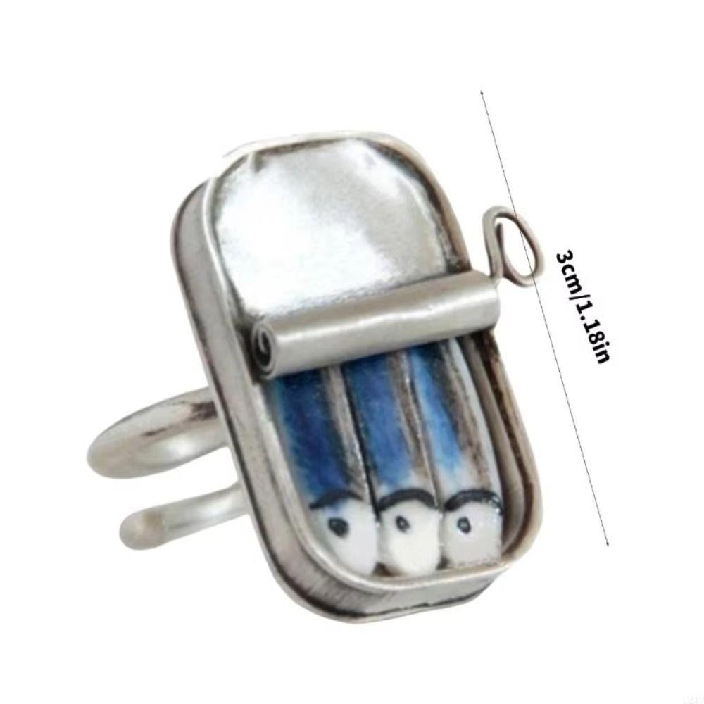 Unique Sardines Finger Ring Gold Silver Fun Rings Fashionable Sardine Can Rings Women Men