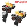 Car Cup Holder Tray With Swivel Base 360 Degree Adjustable Car Cup Holder Food Tray Organized Drink Holder For Car